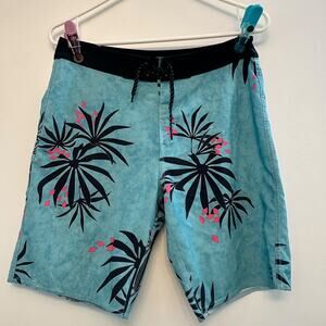 Billabong Men’sSize 29 Blue Tropical Board Shorts Black Pink Surf Swim  Trunks